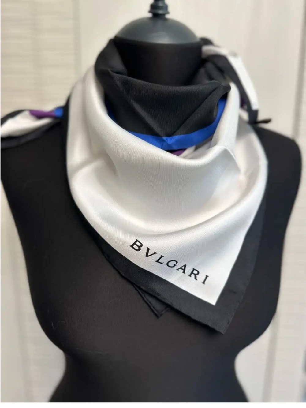 Bvlgari Silk Scarf Geometric Print